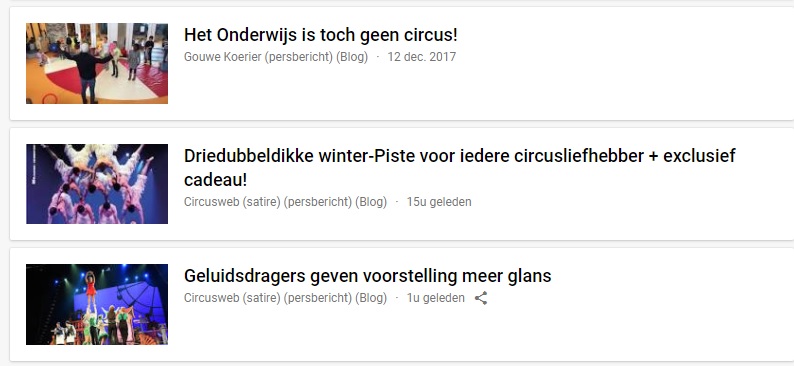 Circusweb voortaan vermeld in google news