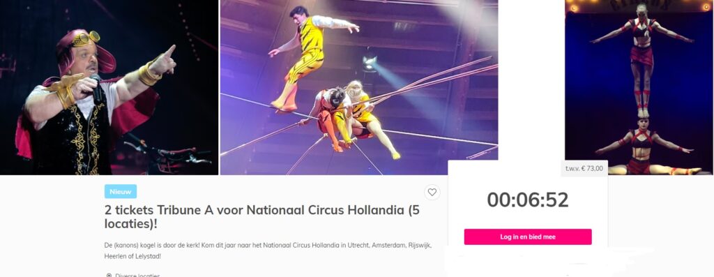 Circusvoordeeltjes bij Ticketveiling